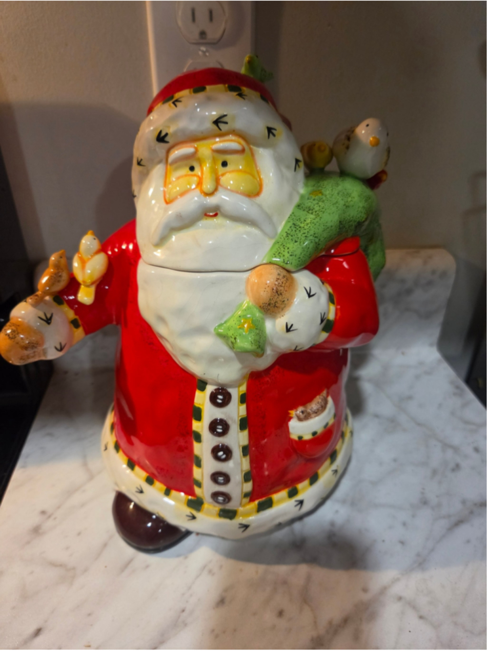 Unbranded Santa Claus Ceramic Cookie Jar One Size Red Green